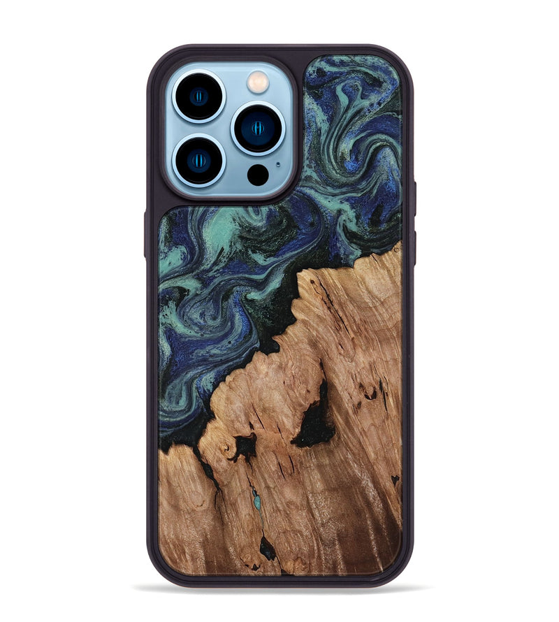 iPhone 14 Pro Max Wood Phone Case - Hadley (Blue, 818548)