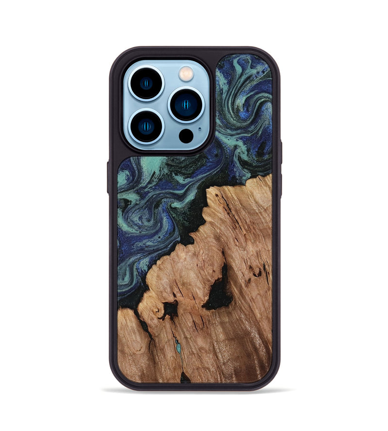 iPhone 14 Pro Wood Phone Case - Hadley (Blue, 818548)