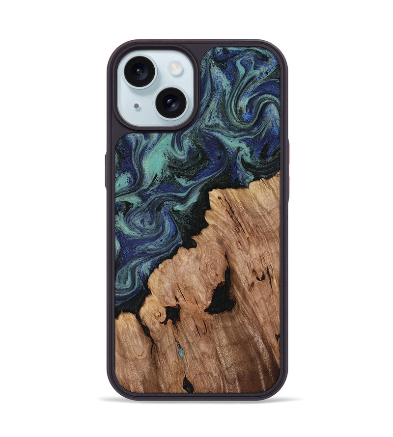 iPhone 15 Wood Phone Case - Hadley (Blue, 818548)