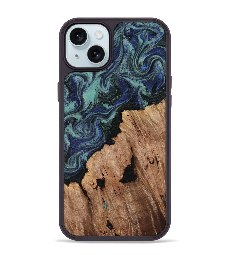 iPhone 15 Plus Wood Phone Case - Hadley (Blue, 818548)