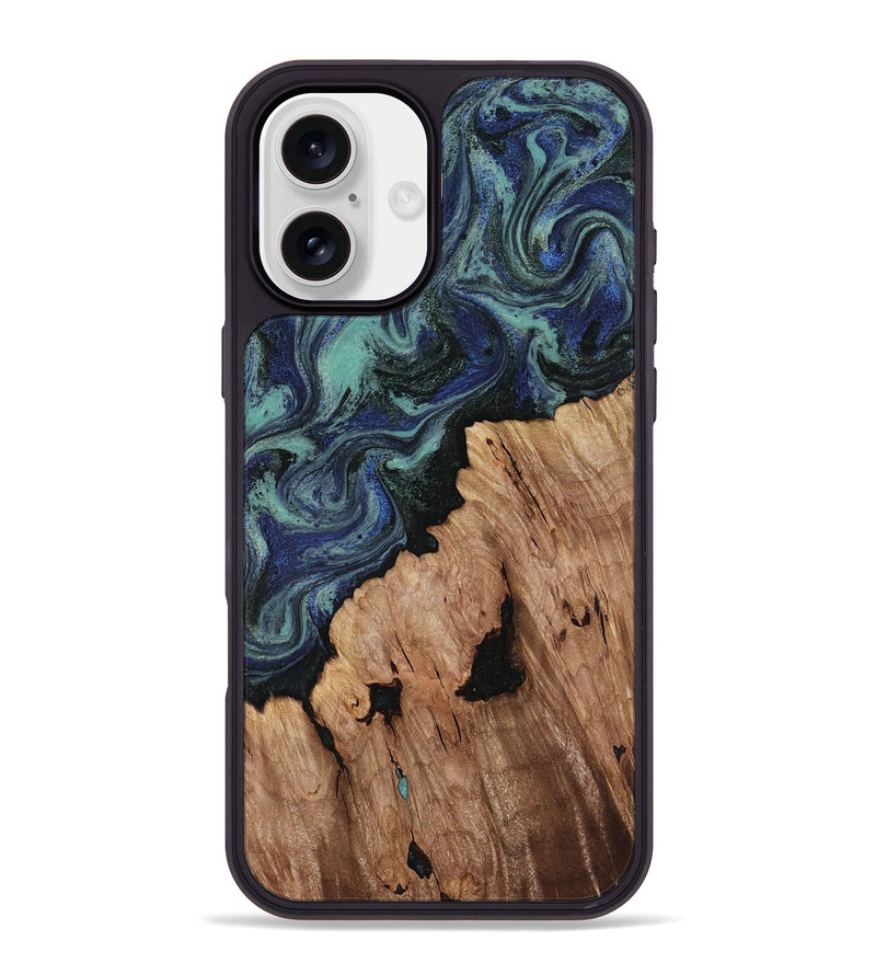 iPhone 16 Plus Wood Phone Case - Hadley (Blue, 818548)
