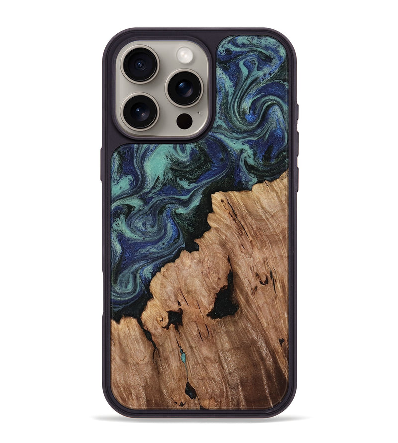 iPhone 16 Pro Max Wood Phone Case - Hadley (Blue, 818548)