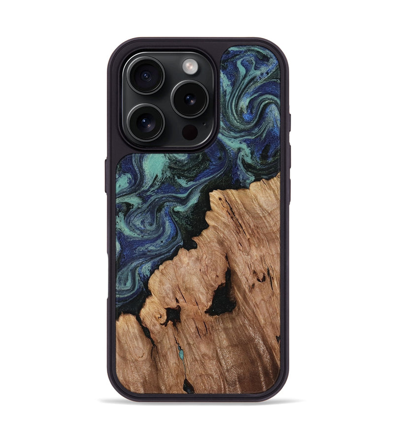 iPhone 16 Pro Wood Phone Case - Hadley (Blue, 818548)