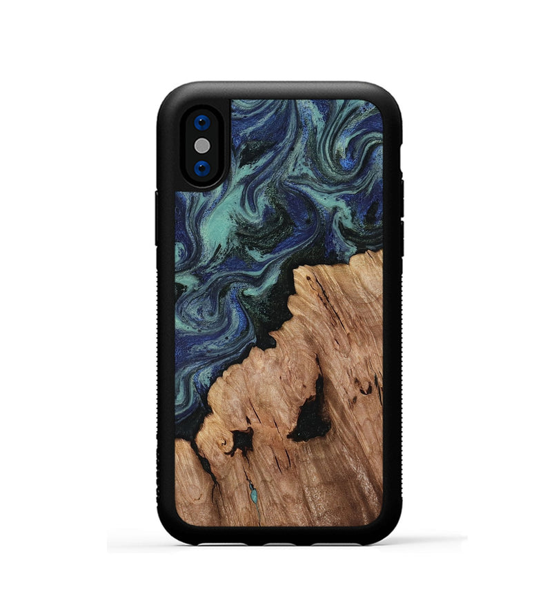 iPhone Xs Wood Phone Case - Hadley (Blue, 818548)