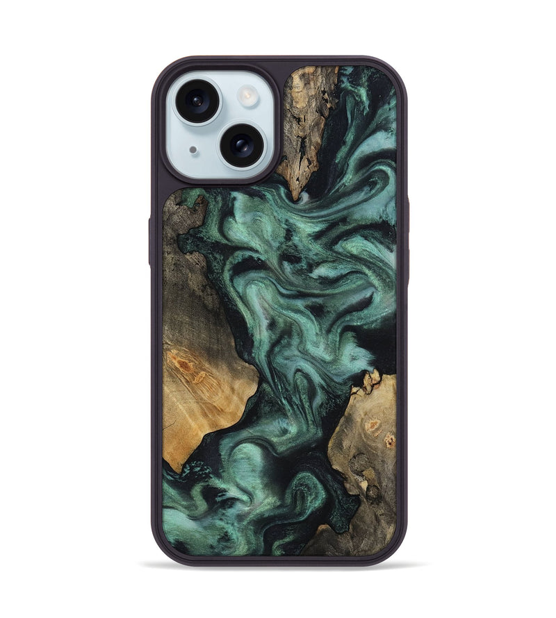 iPhone 15 Wood Phone Case - Hailey (Green, 818549)