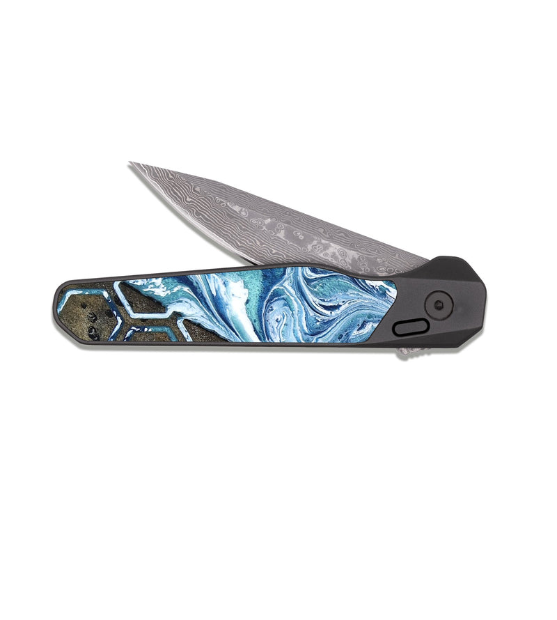 EDC Dark Damascus Wood Pocket Knife - Pink (Pattern, 818569)