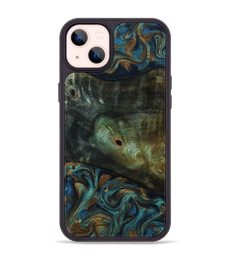 iPhone 14 Plus Wood Phone Case - Odessa (Teal & Gold, 818594)