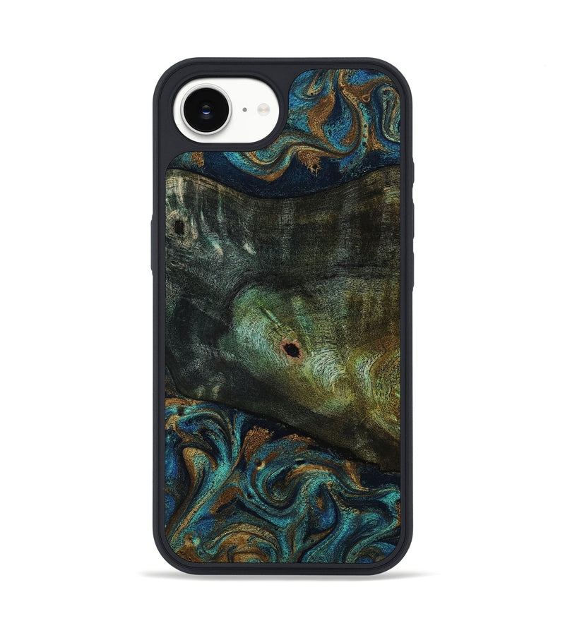 iPhone 16e Wood Phone Case - Odessa (Teal & Gold, 818594)