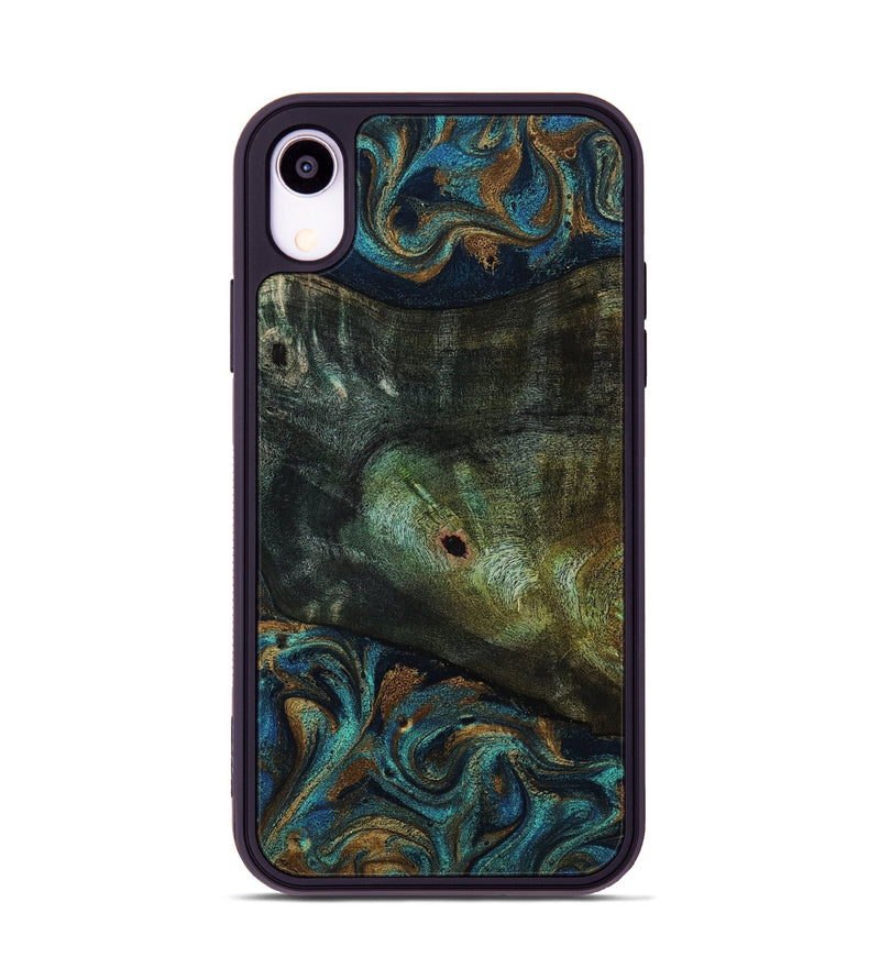iPhone Xr Wood Phone Case - Odessa (Teal & Gold, 818594)