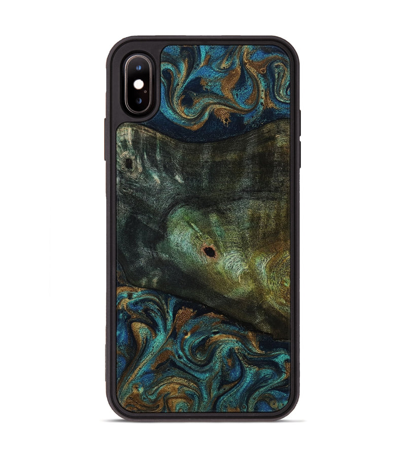 iPhone Xs Max Wood Phone Case - Odessa (Teal & Gold, 818594)