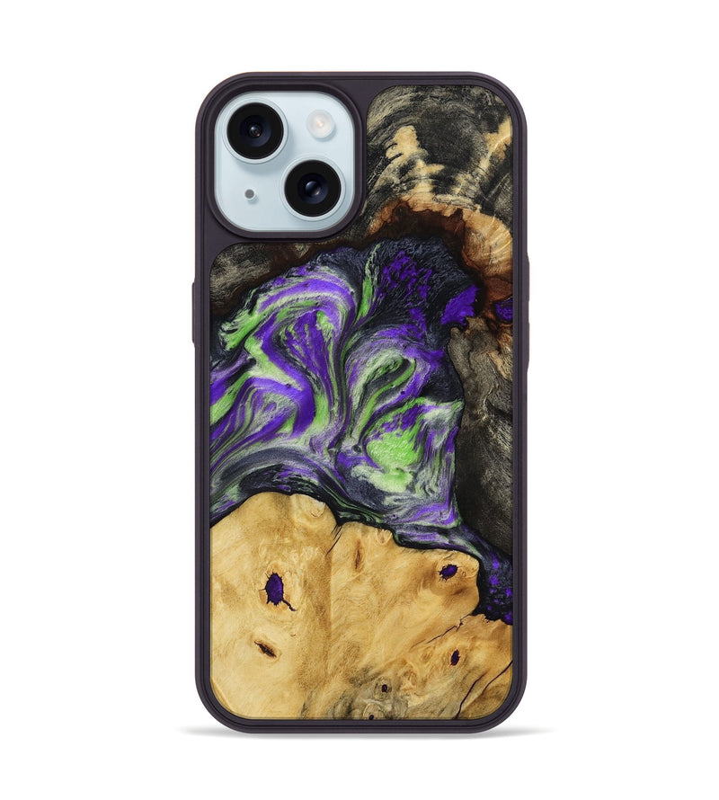 iPhone 15 Wood Phone Case - Reba (Purple, 818595)