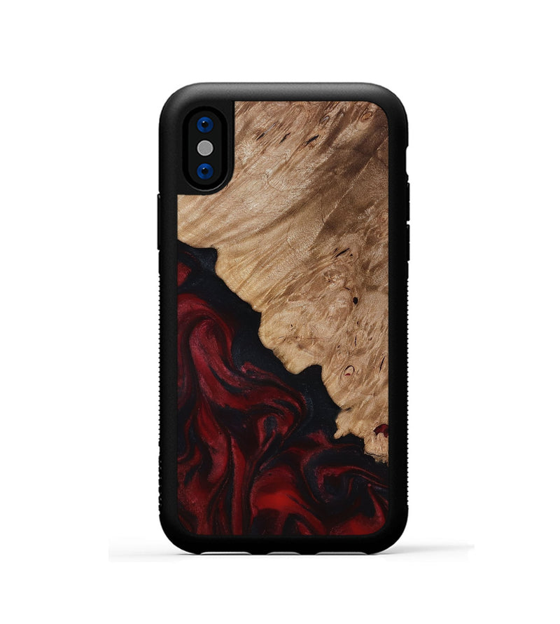 iPhone Xs Wood Phone Case - Elton (Red, 818603)