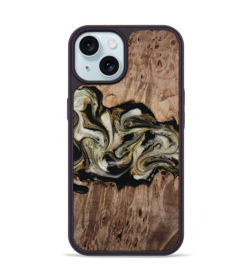 iPhone 15 Wood Phone Case - Zora (Black & White, 818604)