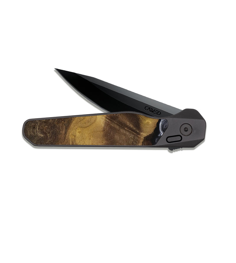 EDC Dark Slate Wood Pocket Knife - Fabian (Black & White, 818606)