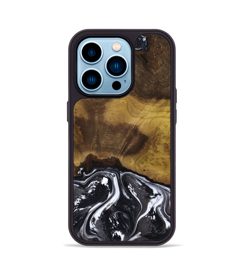 iPhone 14 Pro Wood Phone Case - Fabian (Black & White, 818606)