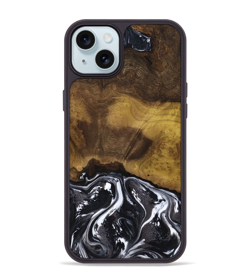 iPhone 15 Plus Wood Phone Case - Fabian (Black & White, 818606)