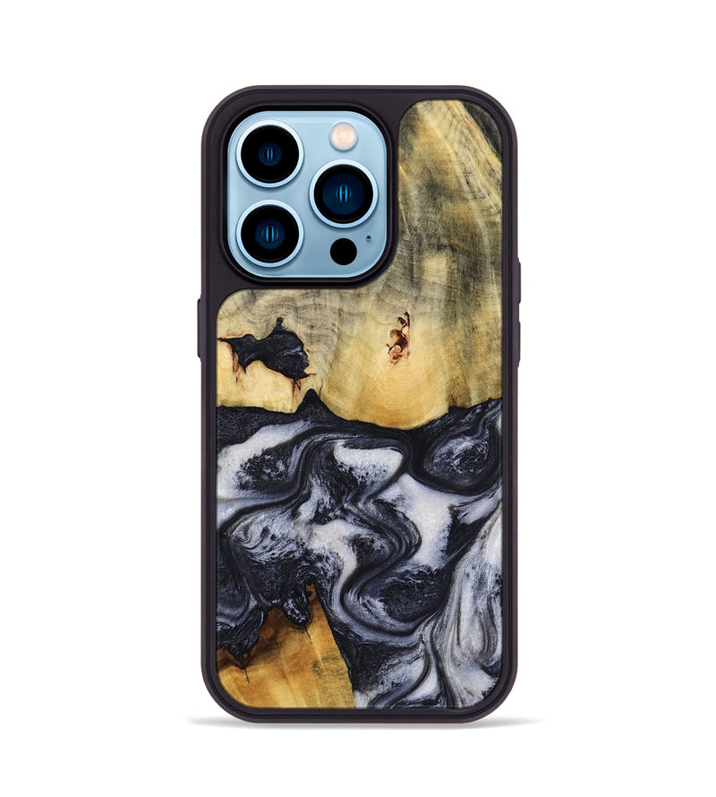 iPhone 14 Pro Wood Phone Case - Neva (Black & White, 818607)