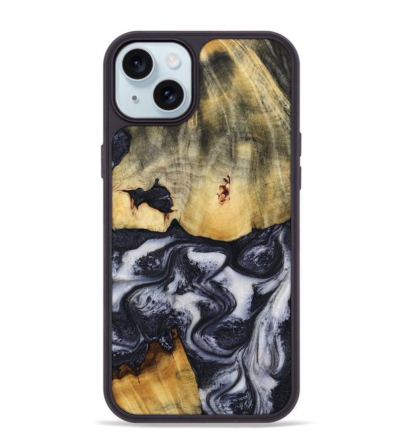 iPhone 15 Plus Wood Phone Case - Neva (Black & White, 818607)