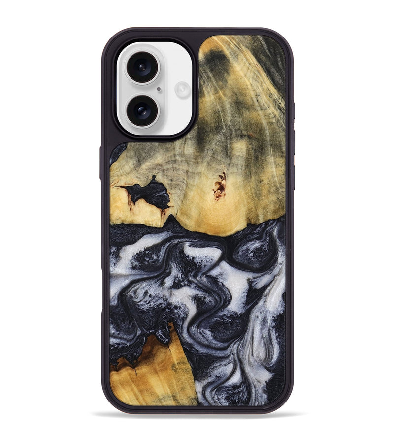 iPhone 16 Plus Wood Phone Case - Neva (Black & White, 818607)