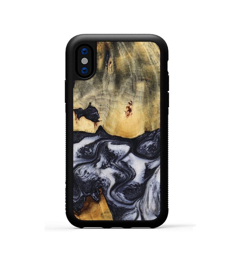 iPhone Xs Wood Phone Case - Neva (Black & White, 818607)