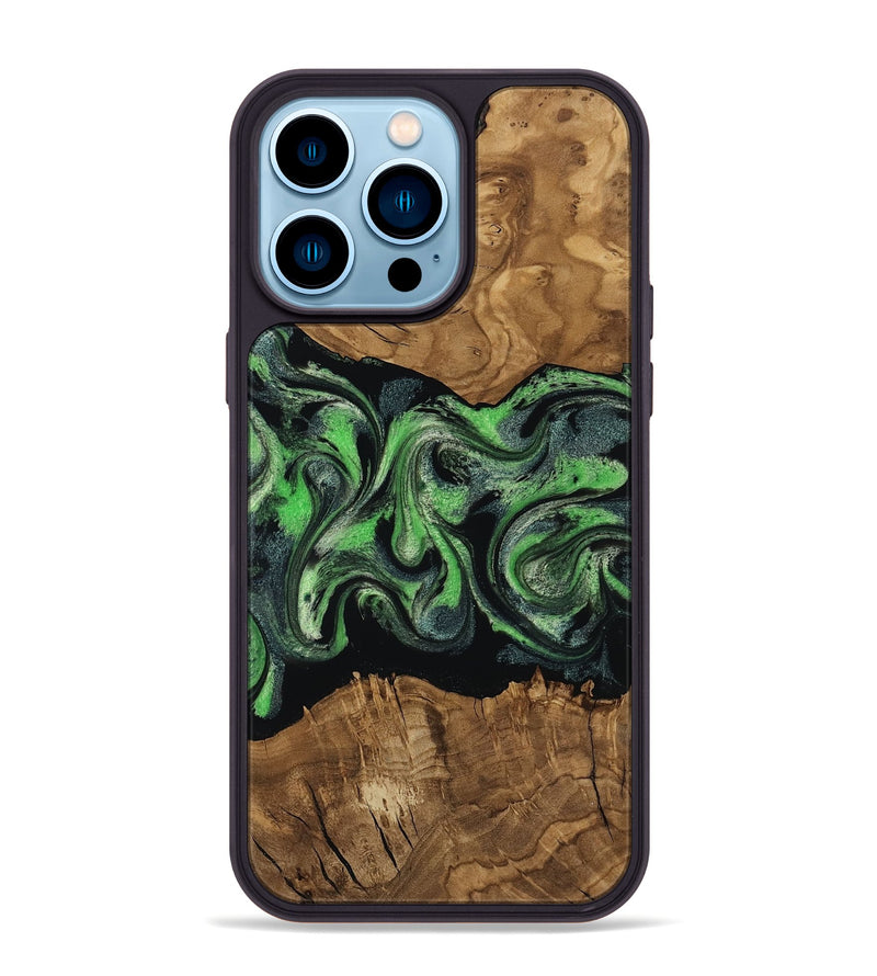 iPhone 14 Pro Max Wood Phone Case - Laraine (Ancient Olive, 818636)