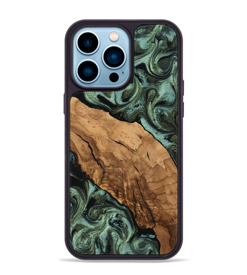 iPhone 14 Pro Max Wood Phone Case - Iyana (Ancient Olive, 818647)