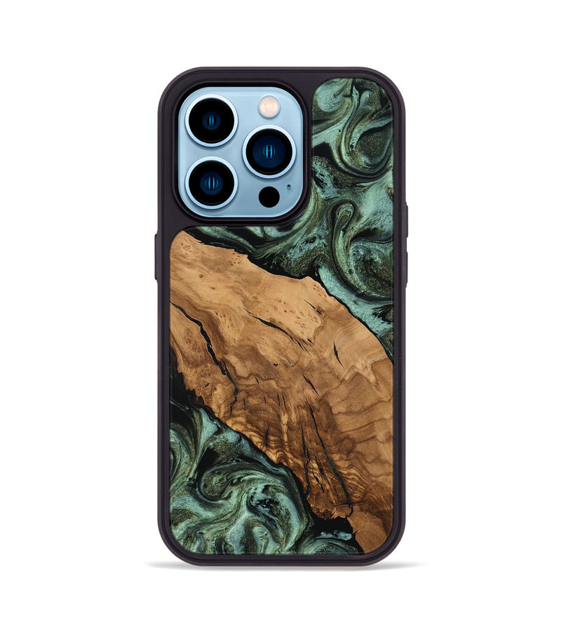 iPhone 14 Pro Wood Phone Case - Iyana (Ancient Olive, 818647)