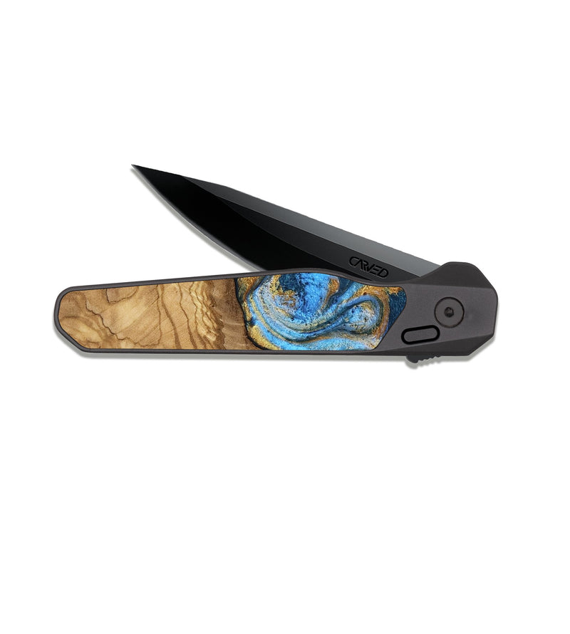 EDC Dark Slate Wood Pocket Knife - Aryana (Ancient Olive, 818648)