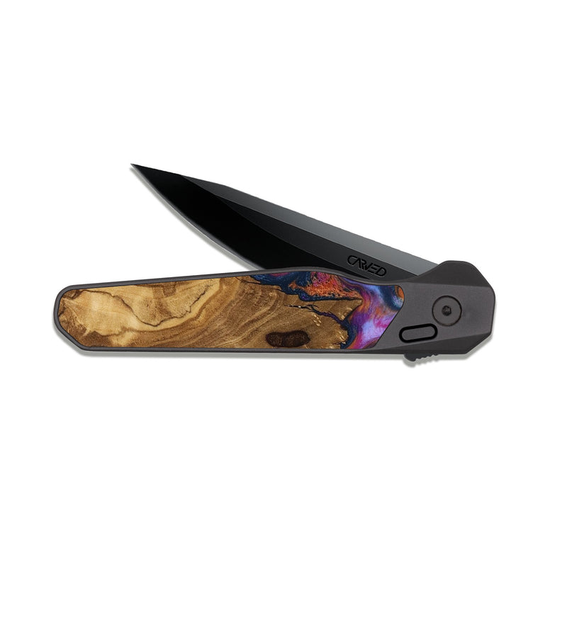 EDC Dark Slate Wood Pocket Knife - Lylah (Ancient Olive, 818660)