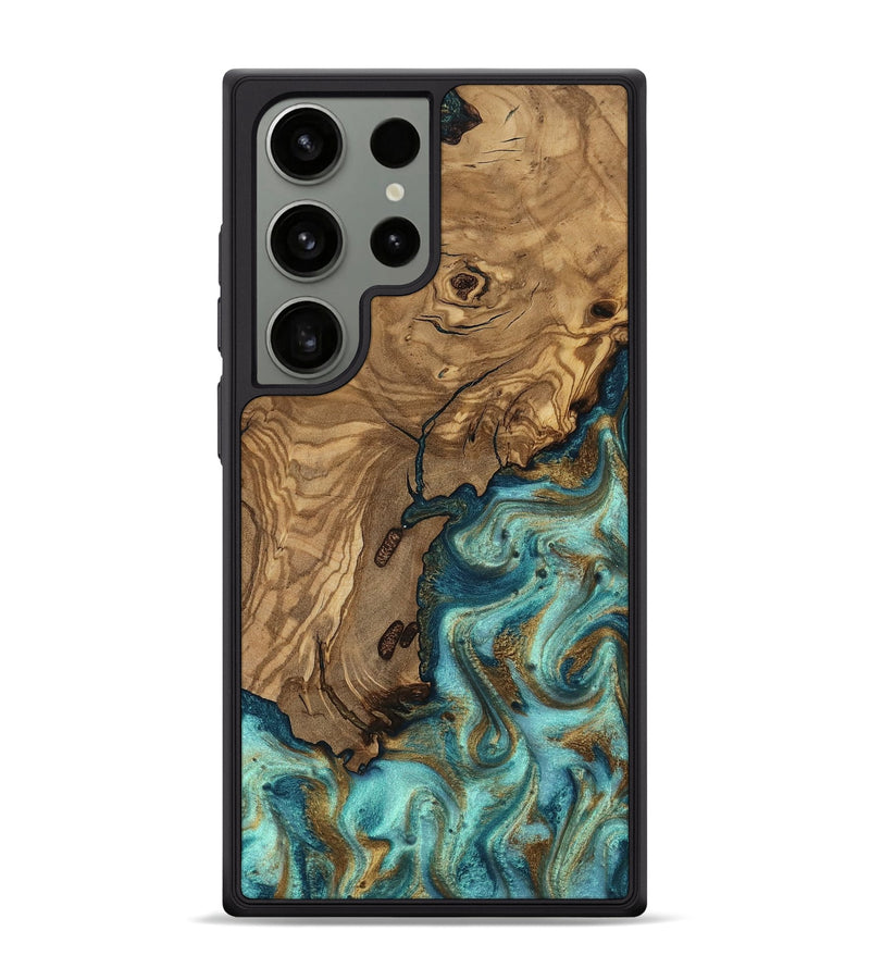 Galaxy S24 Ultra Wood Phone Case - Erik (Teal & Gold, 818663)