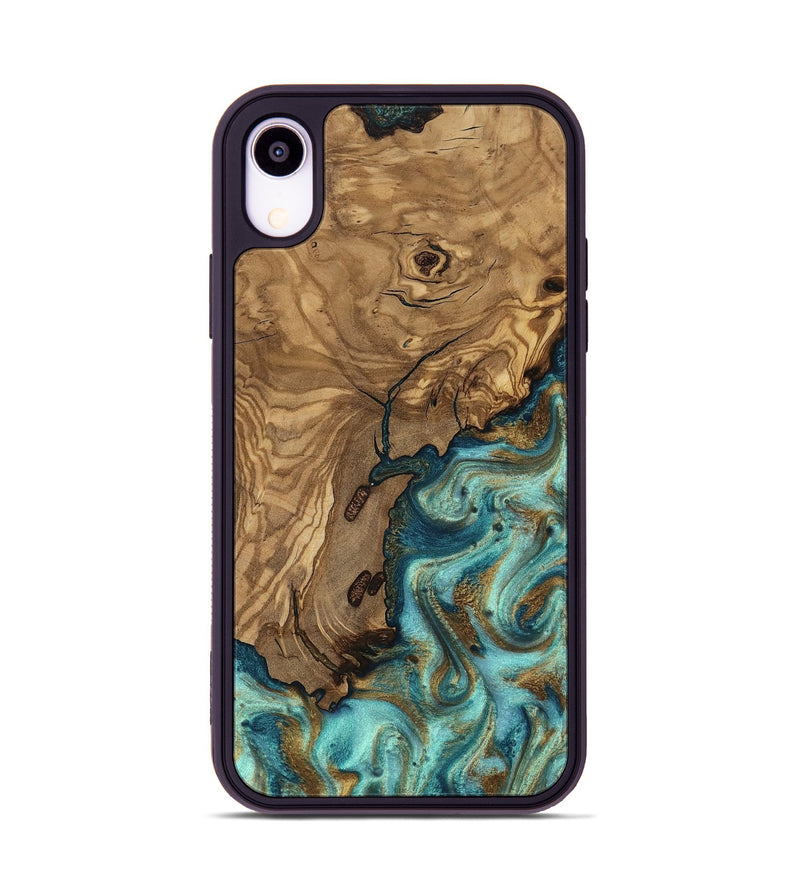 iPhone Xr Wood Phone Case - Erik (Teal & Gold, 818663)