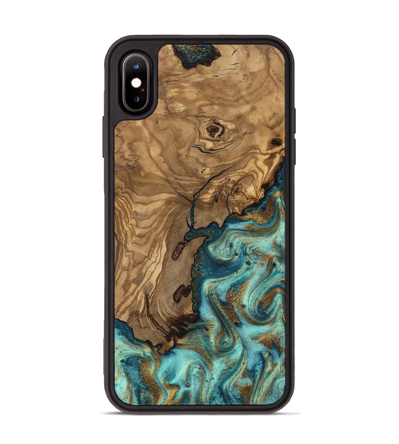 iPhone Xs Max Wood Phone Case - Erik (Teal & Gold, 818663)