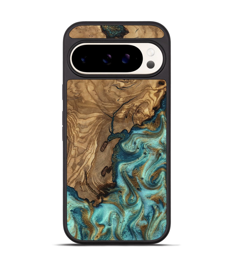 Pixel 9 Wood Phone Case - Erik (Teal & Gold, 818663)