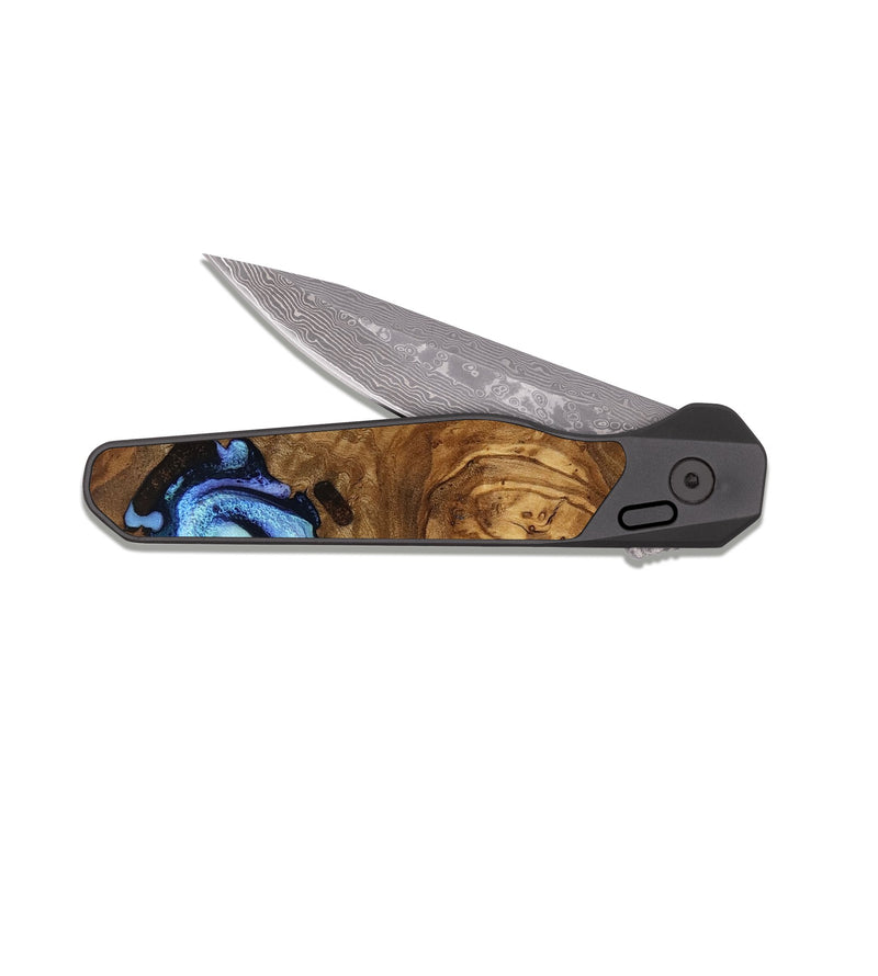 EDC Dark Damascus Wood Pocket Knife - Wren (Ancient Olive, 818673)