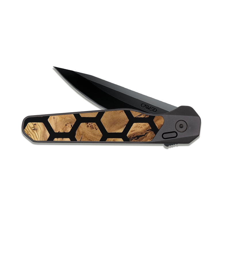 EDC Dark Slate Wood Pocket Knife - Alison (Ancient Olive, 818681)