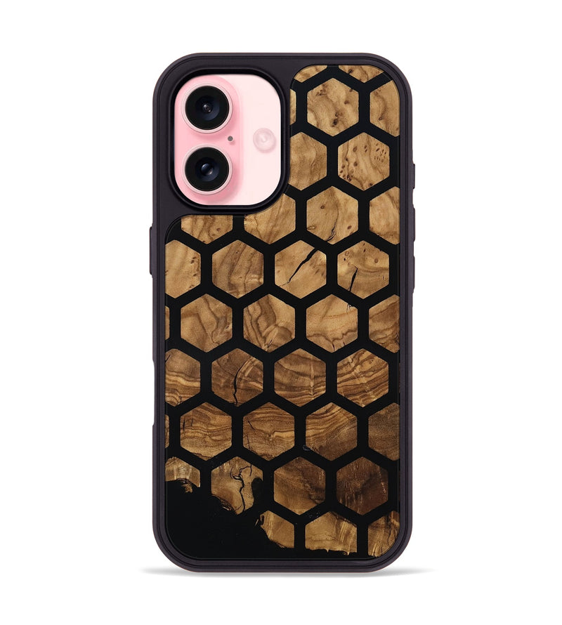 iPhone 16 Wood Phone Case - Violet (Ancient Olive, 818702)