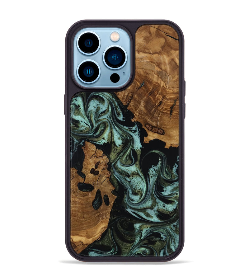 iPhone 14 Pro Max Wood Phone Case - Aleah (Ancient Olive, 818721)