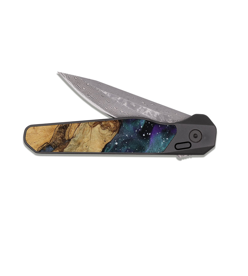 EDC Dark Damascus Wood Pocket Knife - Evie (Ancient Olive, 818740)