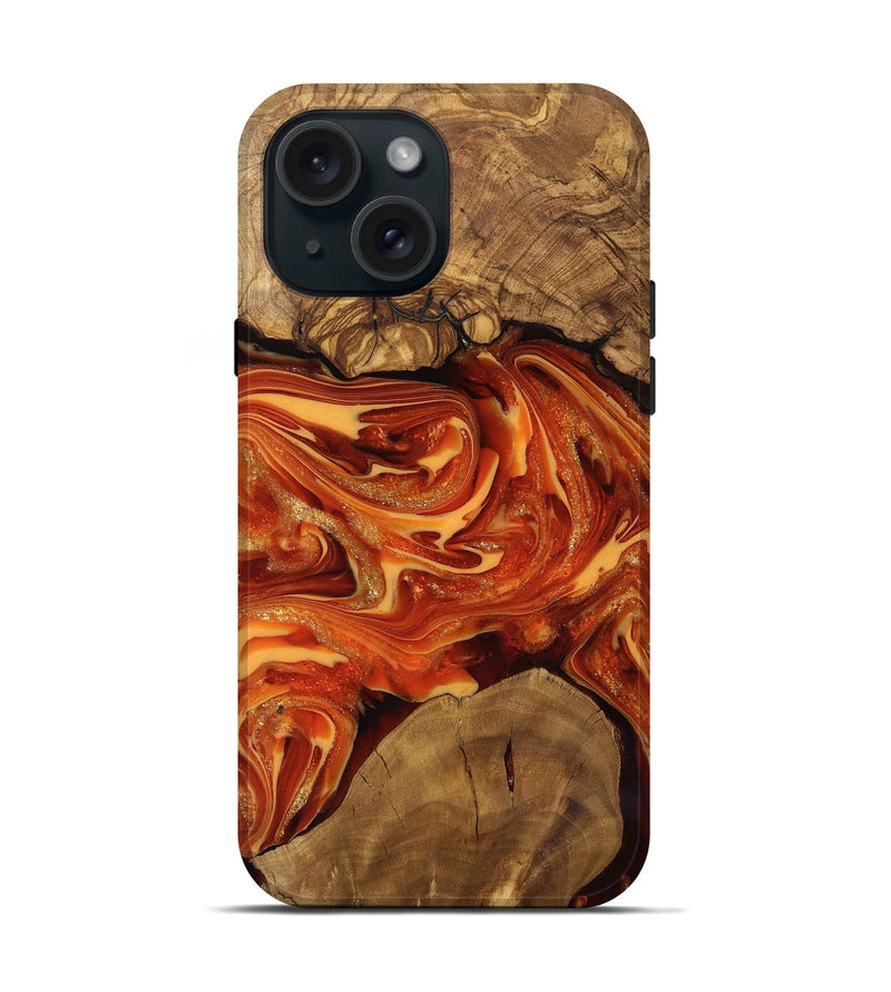iPhone 15 Wood Live Edge Phone Case - Dariel (Ancient Olive, 818742)