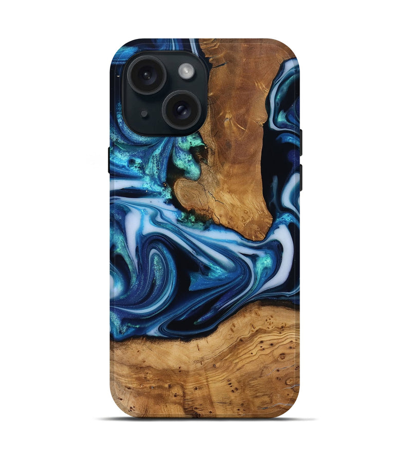 iPhone 15 Wood Live Edge Phone Case - Quincy (Ancient Olive, 818743)