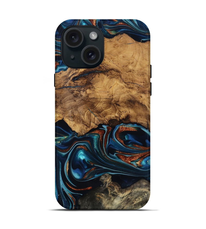 iPhone 15 Wood Live Edge Phone Case - Rubi (Ancient Olive, 818744)