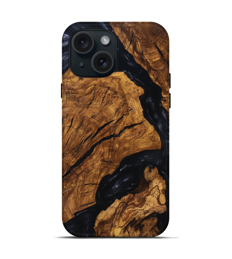 iPhone 15 Wood Live Edge Phone Case - Boone (Ancient Olive, 818747)