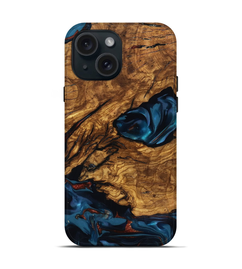 iPhone 15 Wood Live Edge Phone Case - Livia (Ancient Olive, 818749)