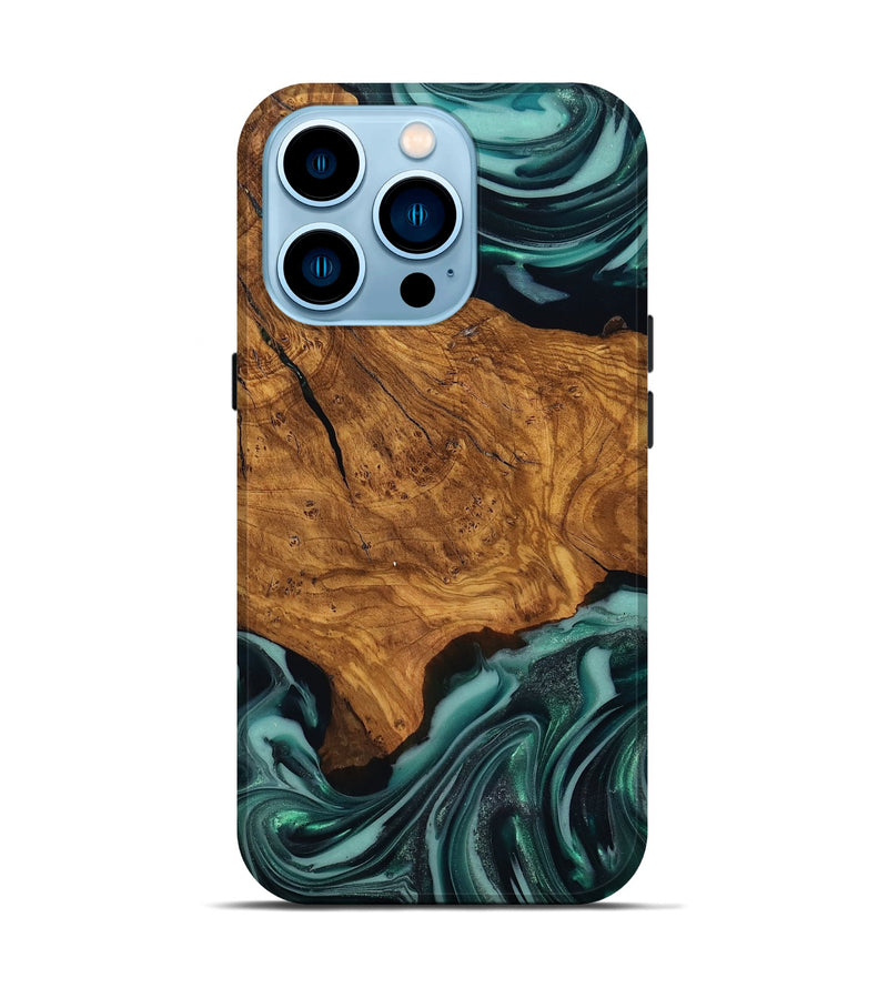 iPhone 14 Pro Wood Live Edge Phone Case - Koen (Ancient Olive, 818750)