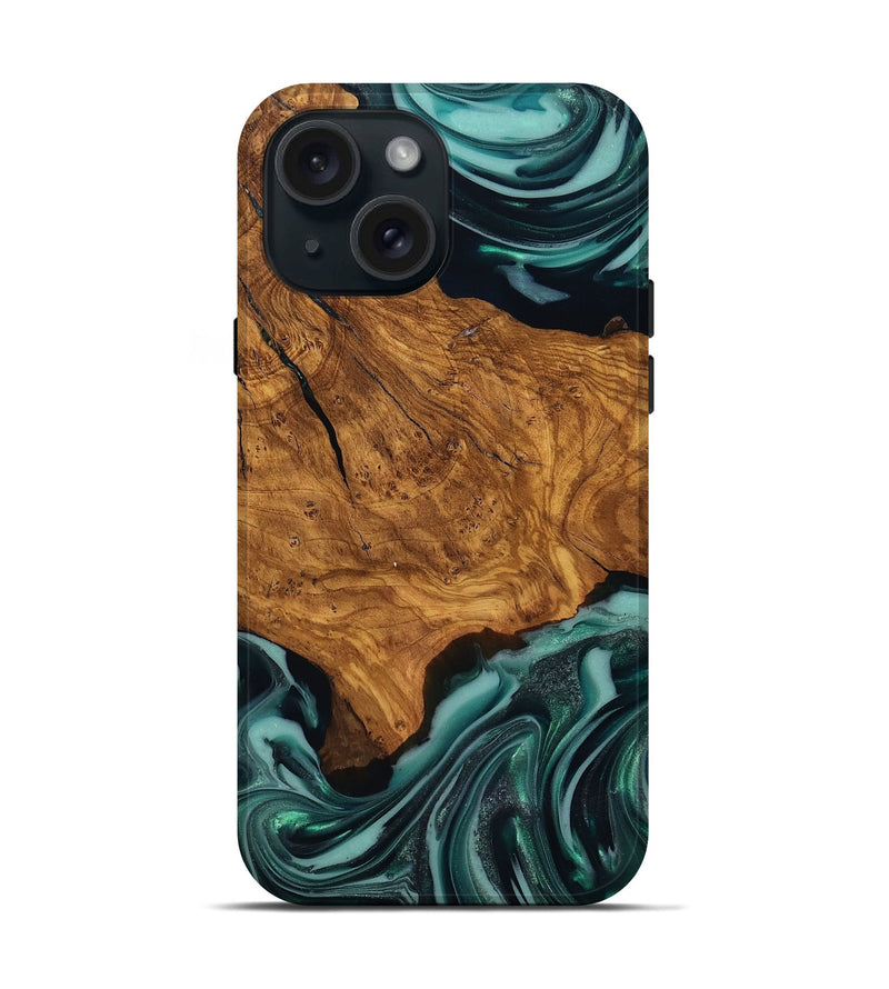 iPhone 15 Wood Live Edge Phone Case - Koen (Ancient Olive, 818750)