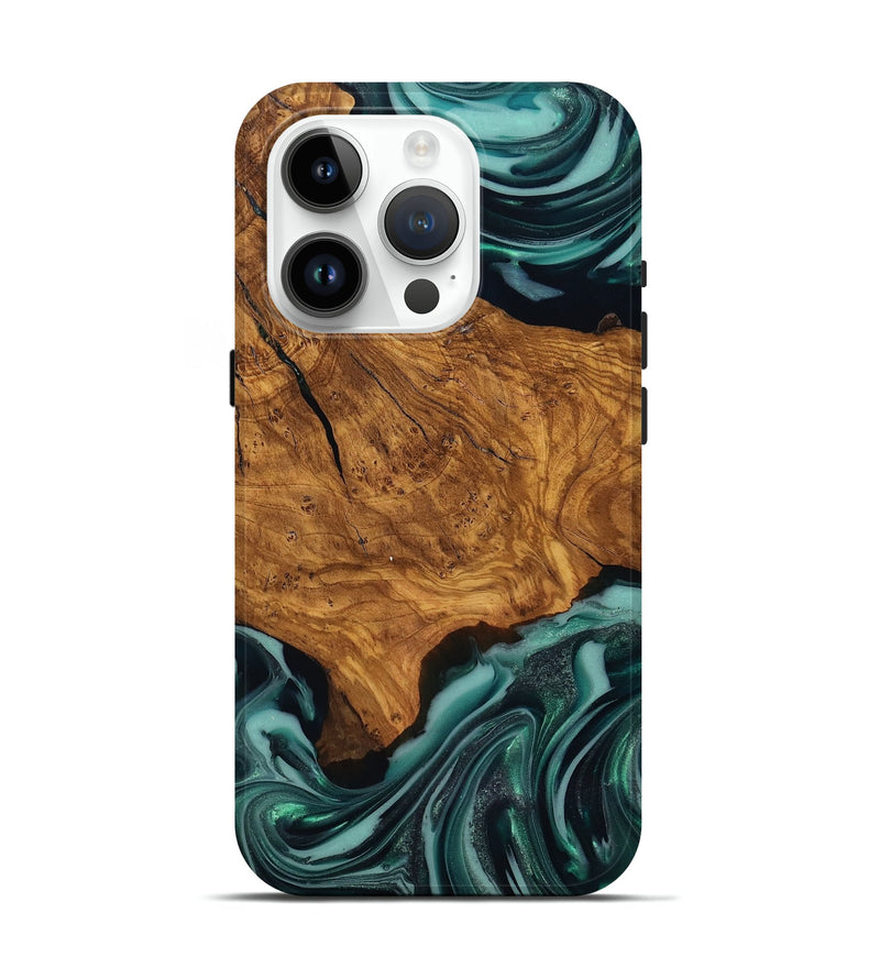 iPhone 15 Pro Wood Live Edge Phone Case - Koen (Ancient Olive, 818750)