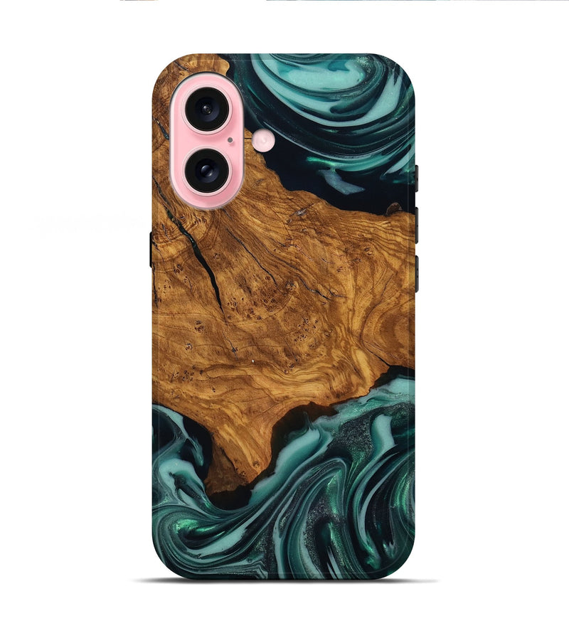 iPhone 16 Wood Live Edge Phone Case - Koen (Ancient Olive, 818750)
