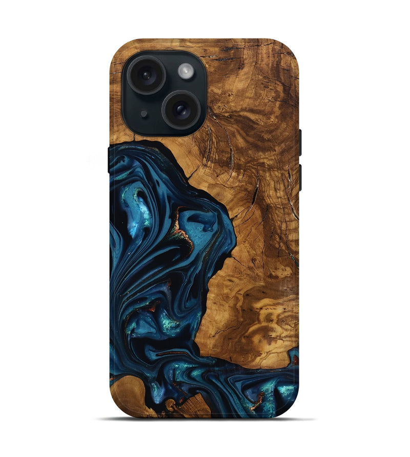 iPhone 15 Wood Live Edge Phone Case - Loni (Ancient Olive, 818751)