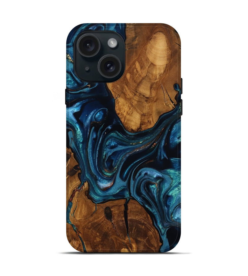iPhone 15 Wood Live Edge Phone Case - Chrissy (Ancient Olive, 818754)