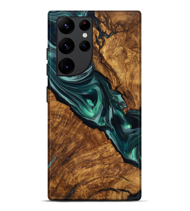 Galaxy S22 Ultra Wood Live Edge Phone Case - Kala (Ancient Olive, 818756)
